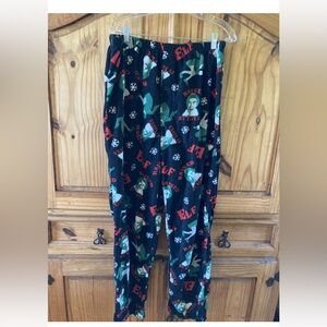Men’s Elf Raised by Elves black green fleece pajama lounge pants - size L